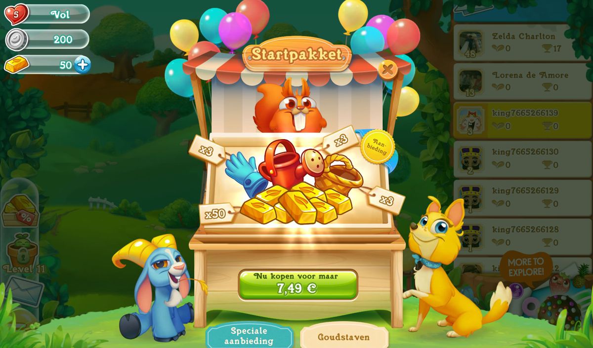 Farm Heroes Super Saga (Android) screenshot: A new offer for an in-app purchase (Dutch version)