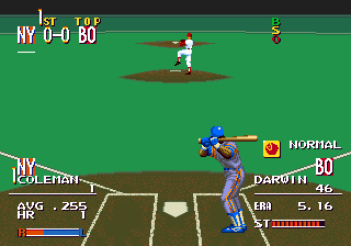 Sports Talk Baseball (Genesis) screenshot: At bat