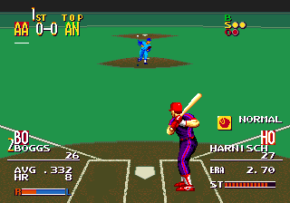 Sports Talk Baseball (Genesis) screenshot: An all pro game in progress