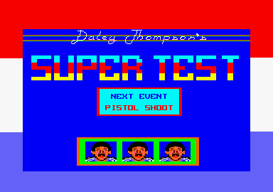 Daley Thompson's Super-Test (Amstrad CPC) screenshot: Next event: Pistol shoot