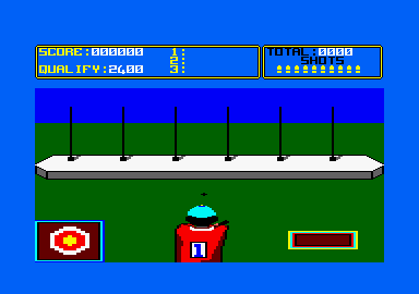 Daley Thompson's Super-Test (Amstrad CPC) screenshot: Ready to fire.