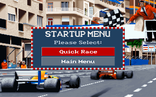 World Circuit (DOS) screenshot: Startup menu