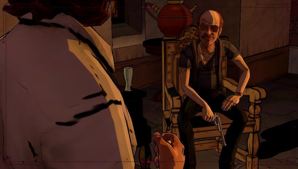 The Wolf Among Us (PS Vita) screenshot: Episode 5 - Crooked Man's goons are quick on the trigger