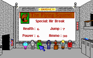 Heroes: The Sanguine Seven (DOS) screenshot: The hero select screen.
