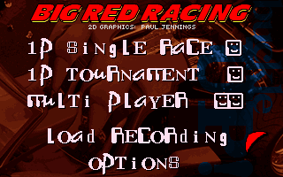 Big Red Racing (DOS) screenshot: Main Menu