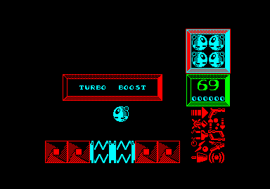 I, Ball (Amstrad CPC) screenshot: Got the turbo boost.
