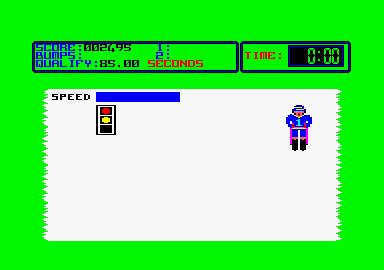 Daley Thompson's Super-Test (Amstrad CPC) screenshot: At the start of the giant slalom.