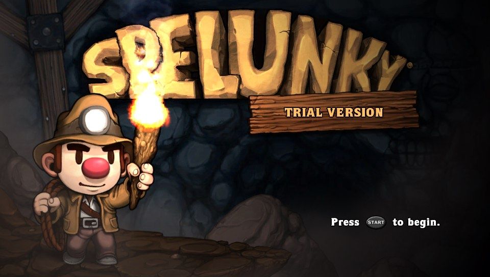 Spelunky (PS Vita) screenshot: Main title (Trial version)