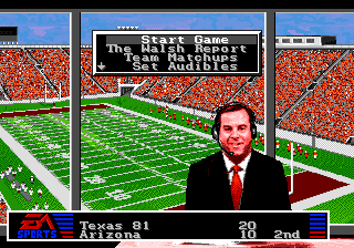 Bill Walsh College Football (Genesis) screenshot: Scores of other games that are playing.