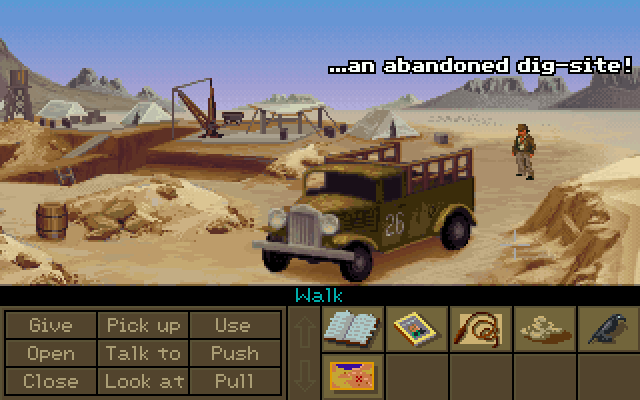 Indiana Jones and the Fate of Atlantis (Macintosh) screenshot: An abandoned dig site (GOG version)