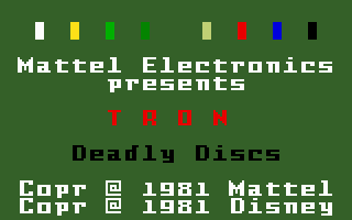 Tron: Deadly Discs (Intellivision) screenshot: Title screen