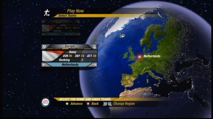 FIFA World Cup: Germany 2006 (Xbox 360) screenshot: In quick play mode, each country you select will be displayed on the globe.