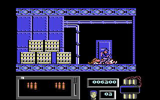 Navy Moves (Commodore 64) screenshot: Search clothes of killed enemy-marines and you may find extra ammo or even passwords.