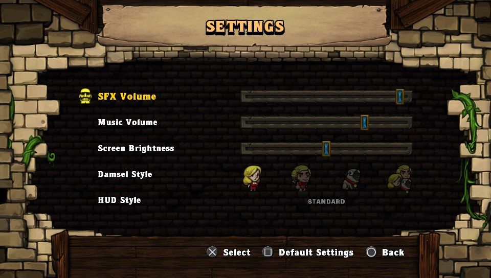 Spelunky (PS Vita) screenshot: Game options (Trial version)