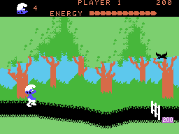 Smurf: Rescue in Gargamel's Castle (ColecoVision) screenshot: Avoid the fence and the bird