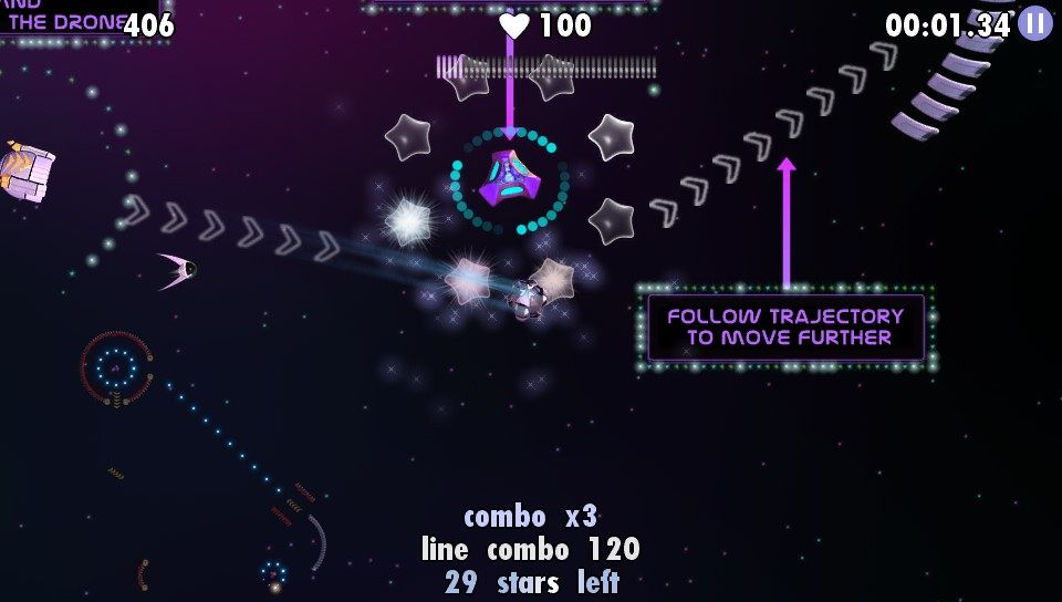 StarDrone: Extreme (PS Vita) screenshot: Follow the trajectory (Trial version)