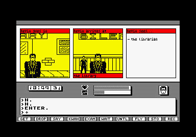 Redhawk (Amstrad CPC) screenshot: I am in the library.