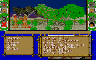 Sapiens (Atari ST) screenshot: Fighting like a proper cavewoman