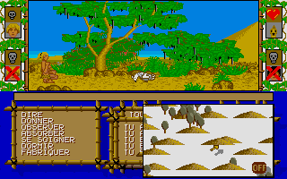 Sapiens (Atari ST) screenshot: Hunting a bird