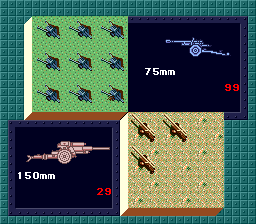 Operation Europe: Path to Victory 1939-45 (Genesis) screenshot: Artillery units facing each other