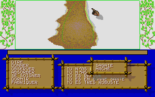 Sapiens (Atari ST) screenshot: Making an axe out of a flintstone