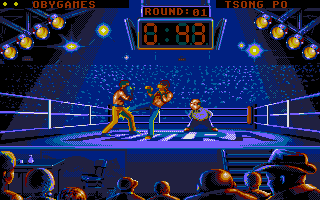 Best of the Best Championship Karate (DOS) screenshot: A good solid kick to the thigh (VGA)