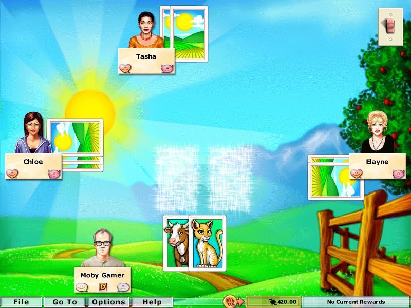 Card Games: Hoyle 2004 Edition (Windows) screenshot: A game of Old Maid in progress. Players discard pairs which then disappear