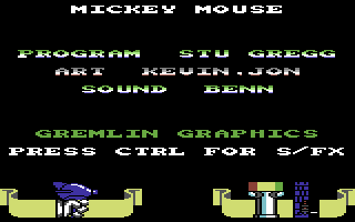Mickey Mouse: The Computer Game (Commodore 64) screenshot: Title and credits