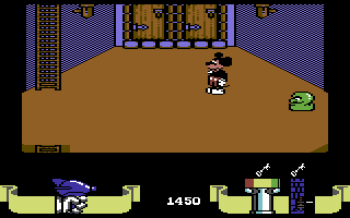 Mickey Mouse: The Computer Game (Commodore 64) screenshot: Some slimy thing is approaching