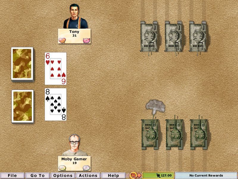 Card Games: Hoyle 2004 Edition (Windows) screenshot: The game of WAR looks the same as in previous versions of Hoyle Card Games