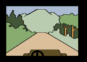 The Mask of the Sun (Atari 8-bit) screenshot: Driving in a jeep