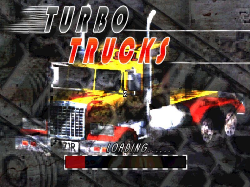 Turbo Trucks (Windows) screenshot: The game's load screen.<br>The same screen is used at the start of the game and between stages