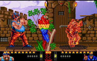 Dangerous Streets (DOS) screenshot: Ombra, the American palmist, turns into a human torch.