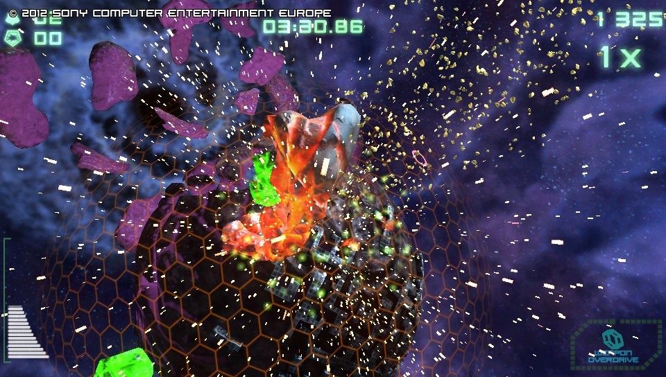 Super Stardust Delta (PS Vita) screenshot: Destroyed by an asteroid (Trial version)