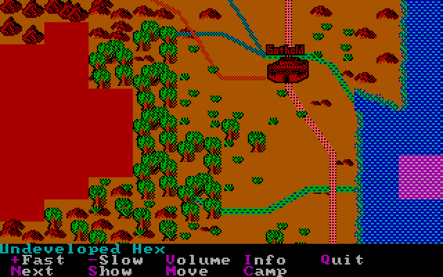 Sword of Aragon (DOS) screenshot: East of World Map. Overlooking the free state of Sothold.