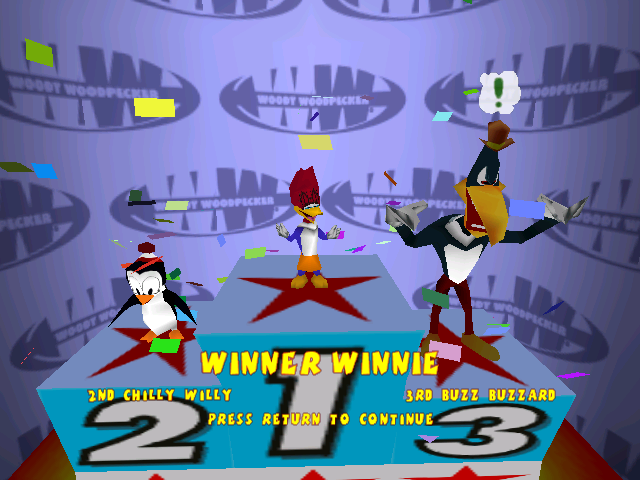 Woody Woodpecker Racing (Windows) screenshot: Winnie Wins!