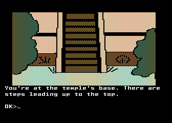The Mask of the Sun (Atari 8-bit) screenshot: Climb the stairs?