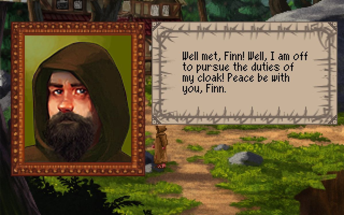 Order of the Thorne: The King's Challenge (Windows) screenshot: Brother Eoin tells the bard about an upcoming challenge
