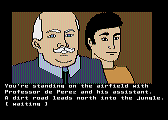 The Mask of the Sun (Atari 8-bit) screenshot: Talking with the professor