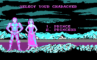Castle Master (DOS) screenshot: Character select (CGA)