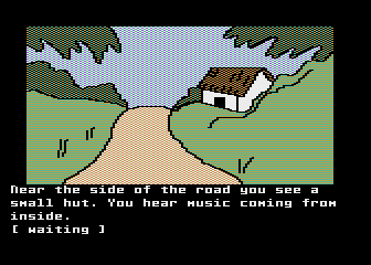 The Mask of the Sun (Atari 8-bit) screenshot: I've located a small hut