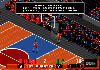 David Robinson's Supreme Court (Genesis) screenshot: Game paused