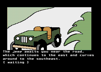 The Mask of the Sun (Atari 8-bit) screenshot: Ah, it's my trusty old jeep again