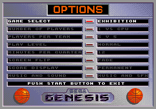 David Robinson's Supreme Court (Genesis) screenshot: Main menu