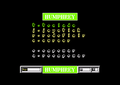 Humphrey (Amstrad CPC) screenshot: Main menu
