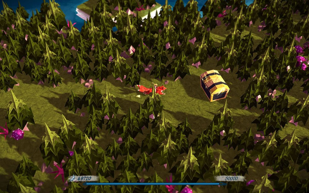 Epistory: Typing Chronicles (Windows) screenshot: A large treasure chest in the middle of the woods