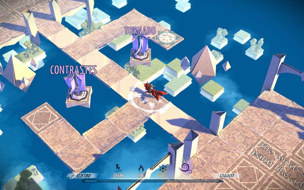 Epistory: Typing Chronicles (Windows) screenshot: The Shattered Isles are a collection of islands floating in the sky. Here you need to use wind magic.