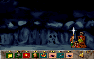 Leyendas de Lhodrye: Arakhas el Oscuro (DOS) screenshot: Down below, on the throne room