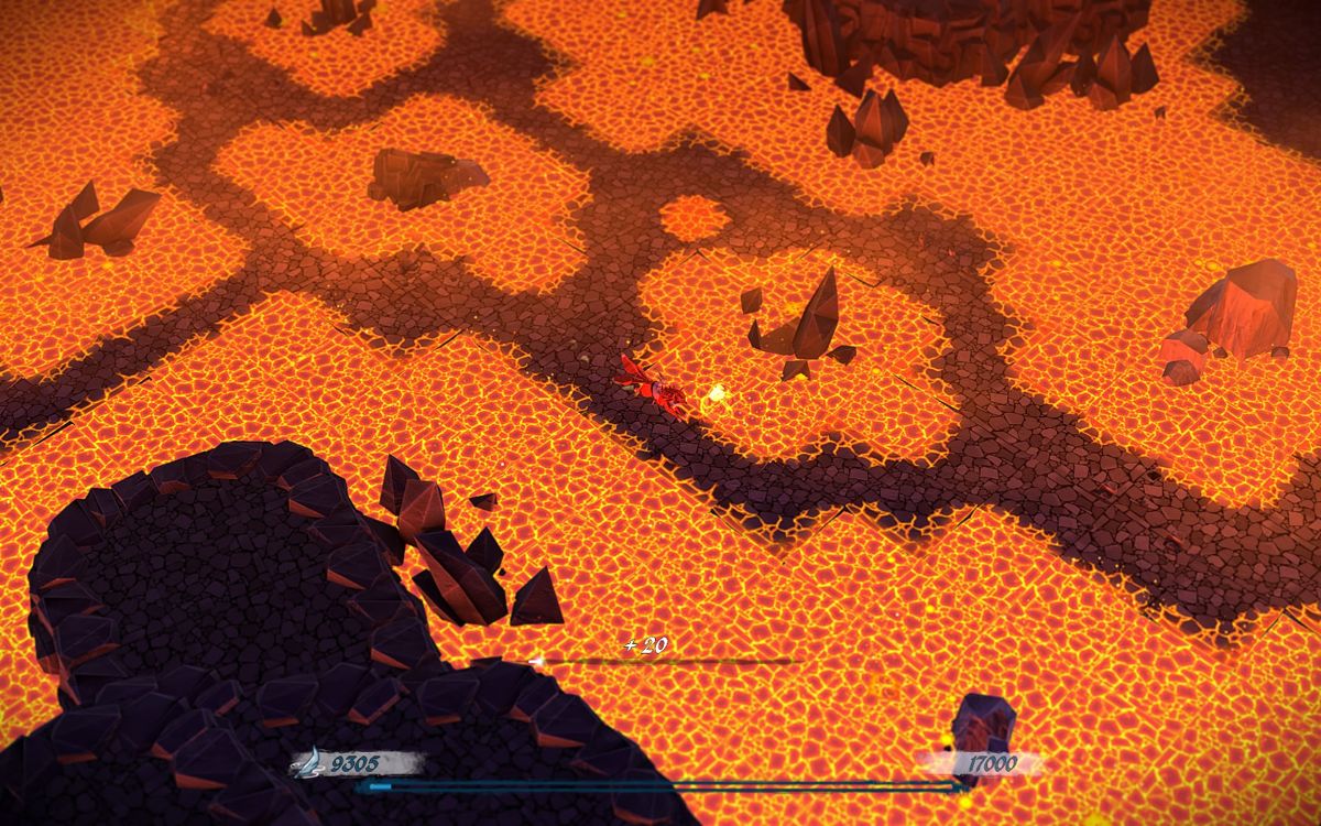 Epistory: Typing Chronicles (Windows) screenshot: The last part of Burning Hollow is just a small path in an ocean of lava.