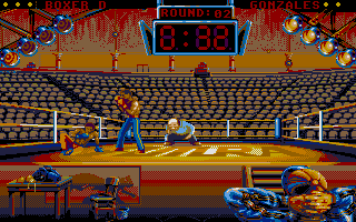 Best of the Best Championship Karate (DOS) screenshot: I got knocked down but I still have some fight left in me. (VGA)